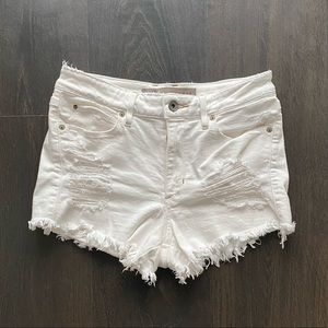 Distressed White Shorts from Guess